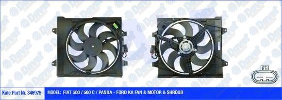 KALE 346975 Fan Motoru Fiat 500 / 500 C / Panda Ford Ka (Fan-Motor-Davlumbaz)